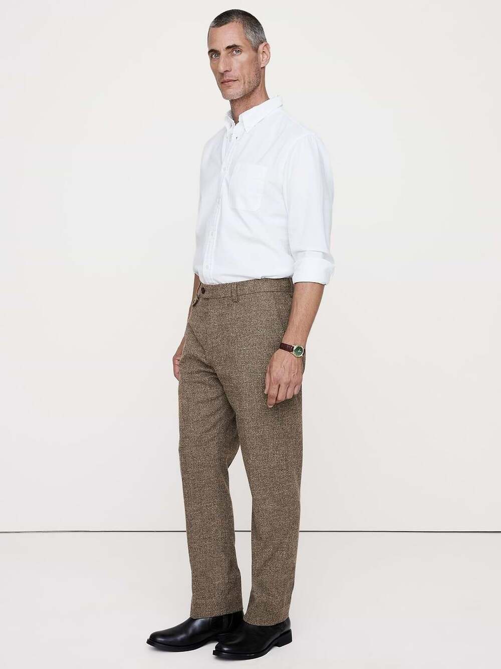 Banana Republic Kentfield Pant Mens 32x32 Gray Brown Herringbone Straight Leg